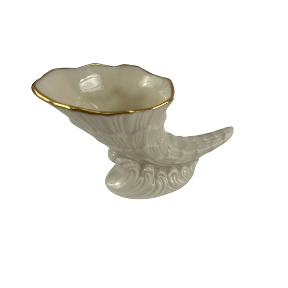 Vintage Lenox Porcelain Cornucopia Vase Trinket Toothpick Holder With 24K Gold T - Picture 8 of 8